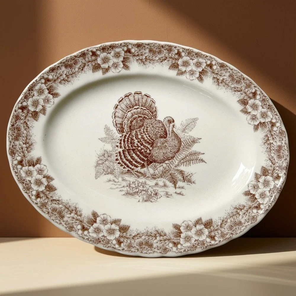 Vintage Queen's Myott Thanksgiving Brown Turkey 13